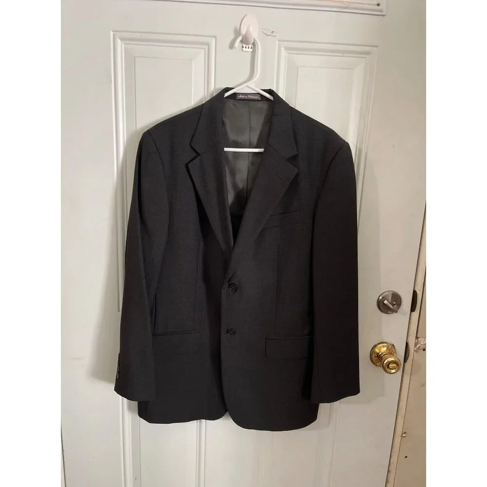 Oscar De La Renta wool cashmere Gray plaid two button dress coat size 40S